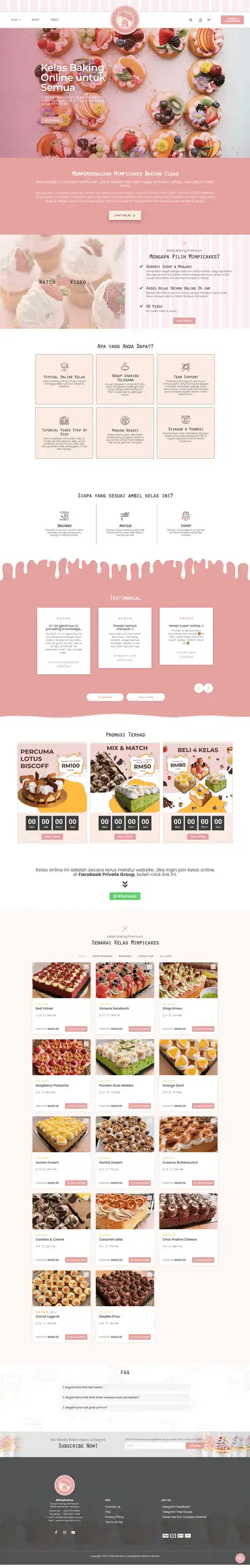 mimpicakes.com online baking course platform built by Benamici