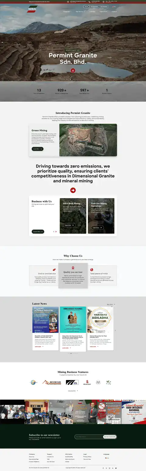 permintgranite.com.my website built by Benamici