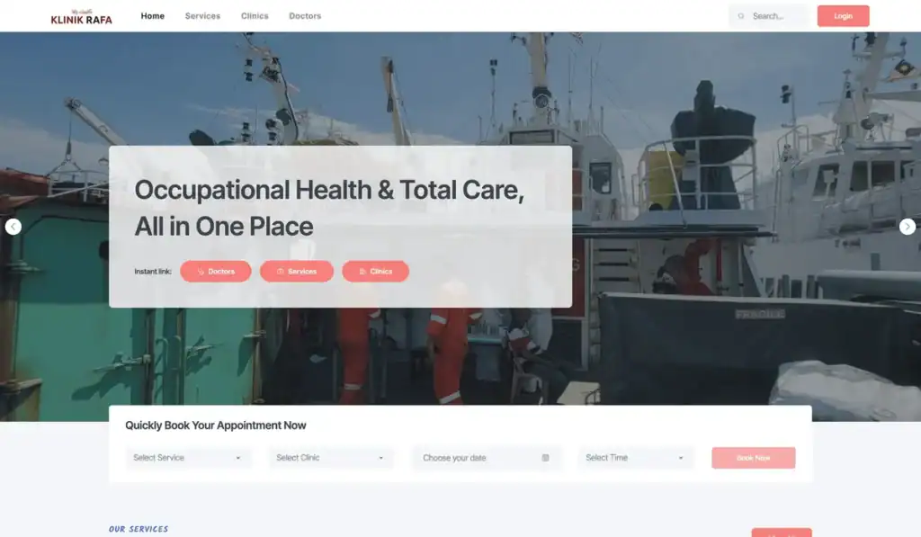 Klinik Rafa online appointment booking system built by Benamici