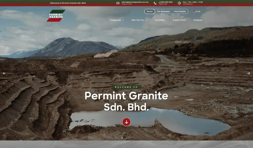 permintgranite.com.my website built by Benamici