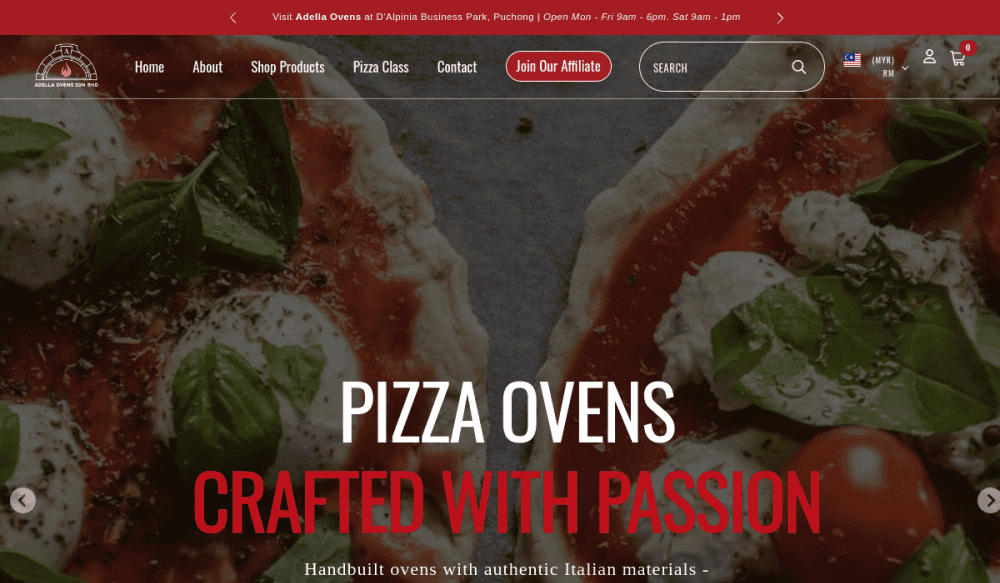 adellaovens.my ecommerce and class booking website built by Benamici